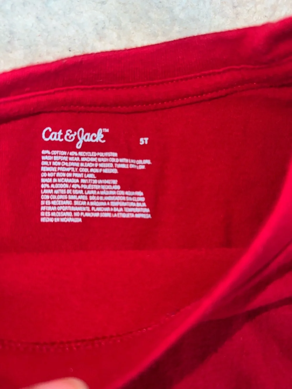 Cat & Jack Green and White Striped Tee with Red Long-Sleeve Top Bundle